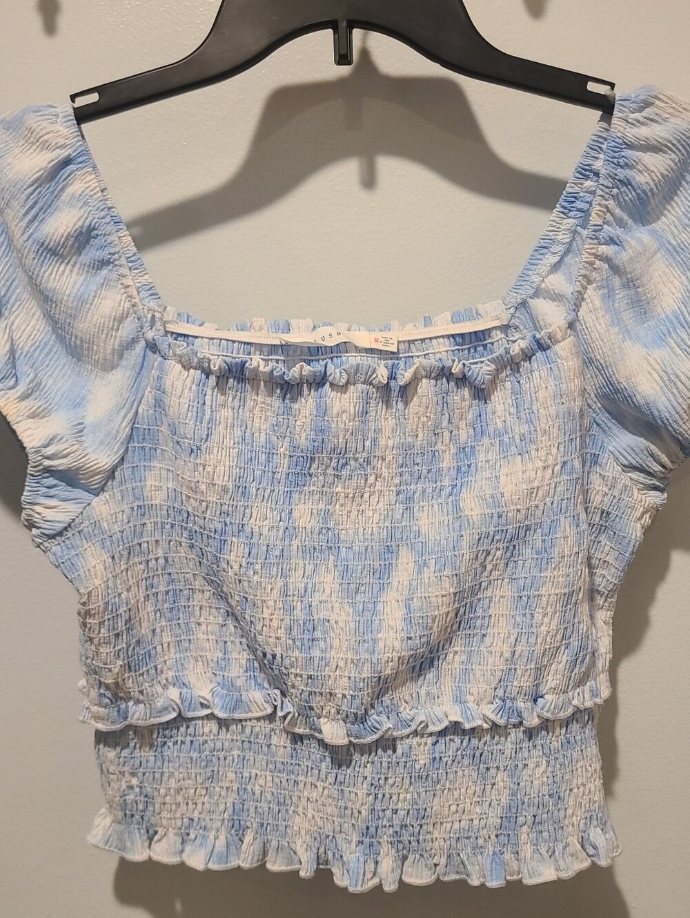 Ruffle Scrunched Tie Dye Crop Top Lush Medium